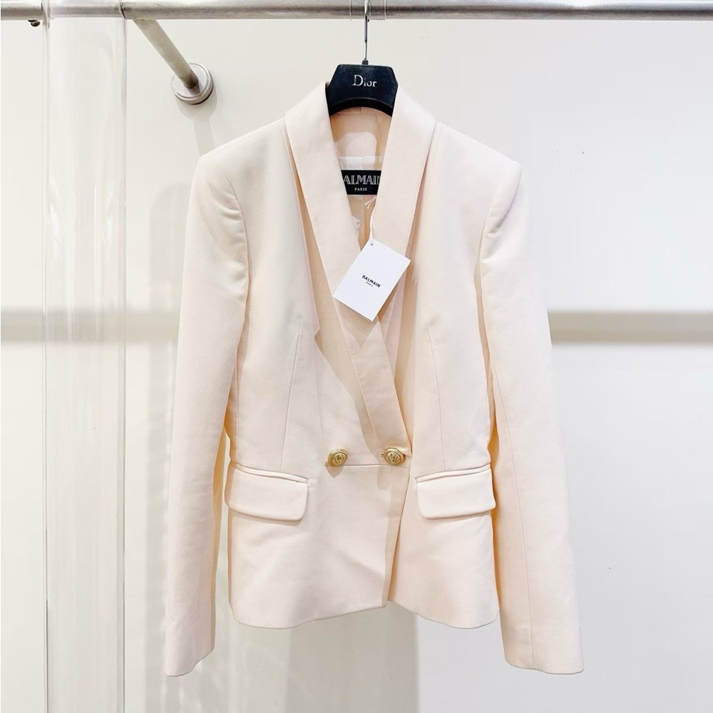 🚩steal Authentic Balmain Ivory Double-Breasted Blazer